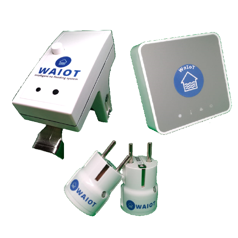 WaIoTFull Kit - Complete WaIoT SmartHub kit, 2 Smart Power Outlet, 1 FlowStop module, 1 FllowMeter module
